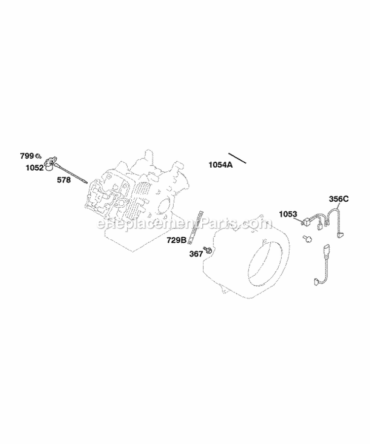 Oil Sensor Group Diagram and Parts List for  Briggs and Stratton Engine